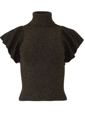 Anthropologie mock neck short Sleeve blouse